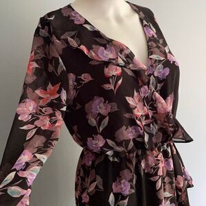 Bar iii NWT Ruffle Maxi Dress Long Sleeve V neck